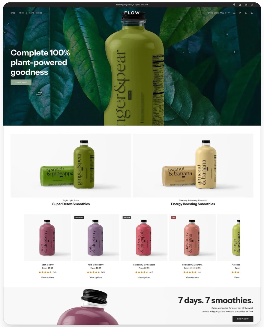 Smoothie ecommerce website preview